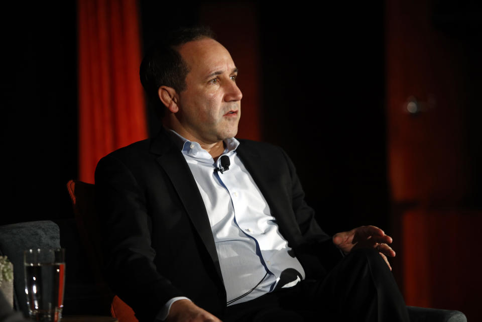 FILE - Baltimore Orioles executive vice president John Angelos speaks at a news conference on Nov. 19, 2018, in Baltimore. Orioles CEO John Angelos was accused in a lawsuit in June 2022 of seizing control of the team at the expense of his brother Lou, and in defiance of their father Peter’s wishes. (AP Photo/Patrick Semansky, File)