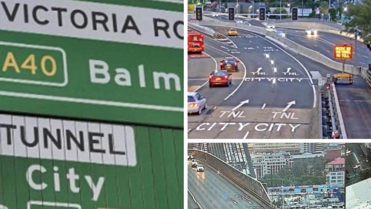 New signage has been added to the Rozelle Interchange after traffic brought the city to a standstill on Monday.