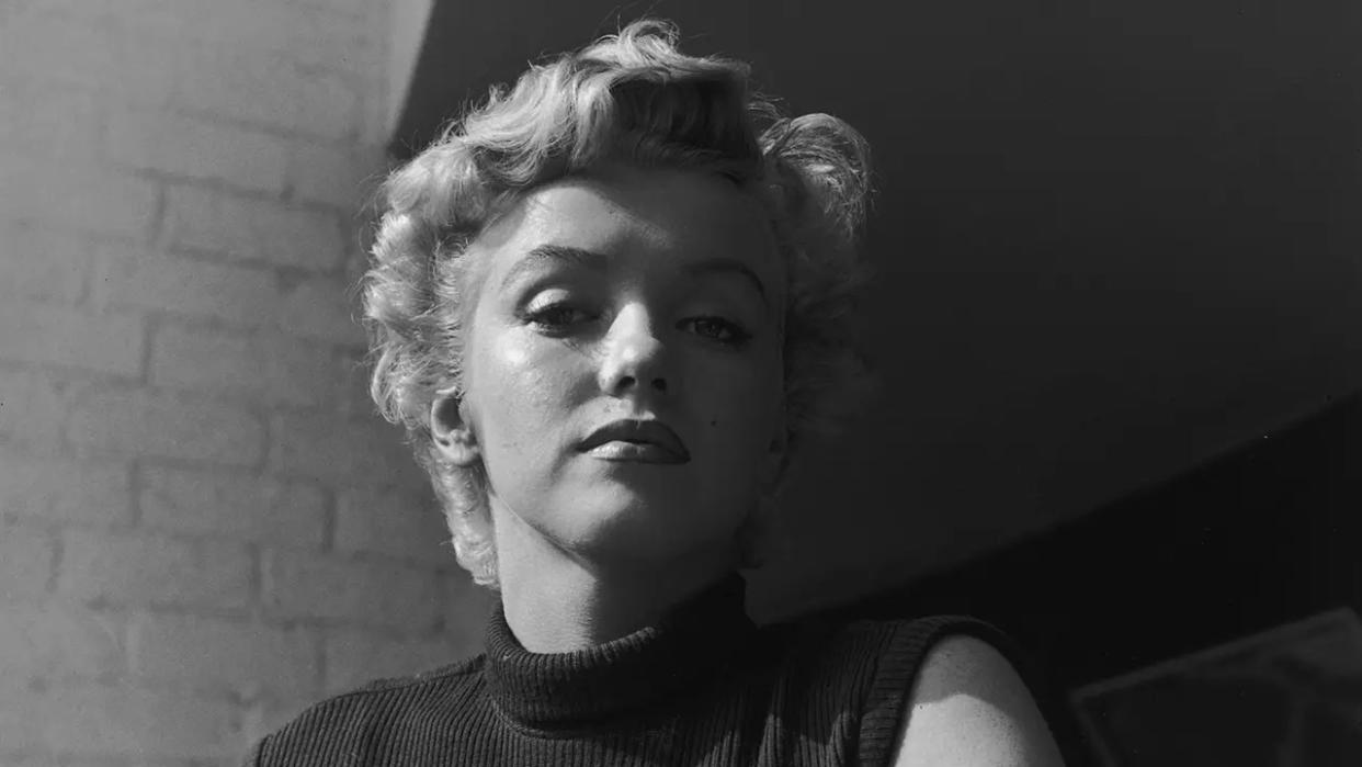 Marilyn Monroe looking somber