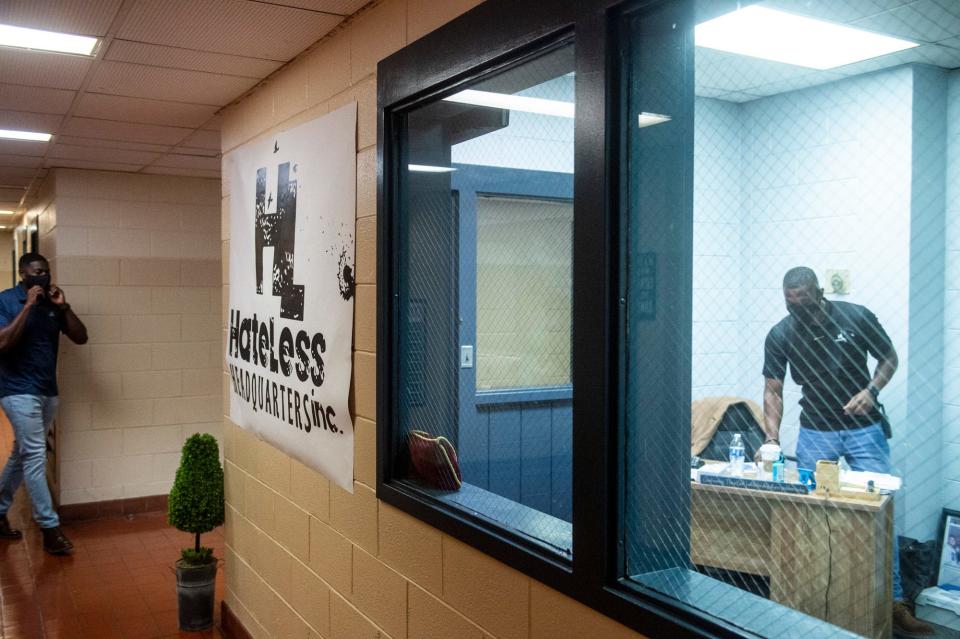 Darrius Matthews and Jarvis Provitt at the former Hateless Headquarters at McIntyre Community Center in Montgomery, Ala., on Monday, Feb. 1, 2021