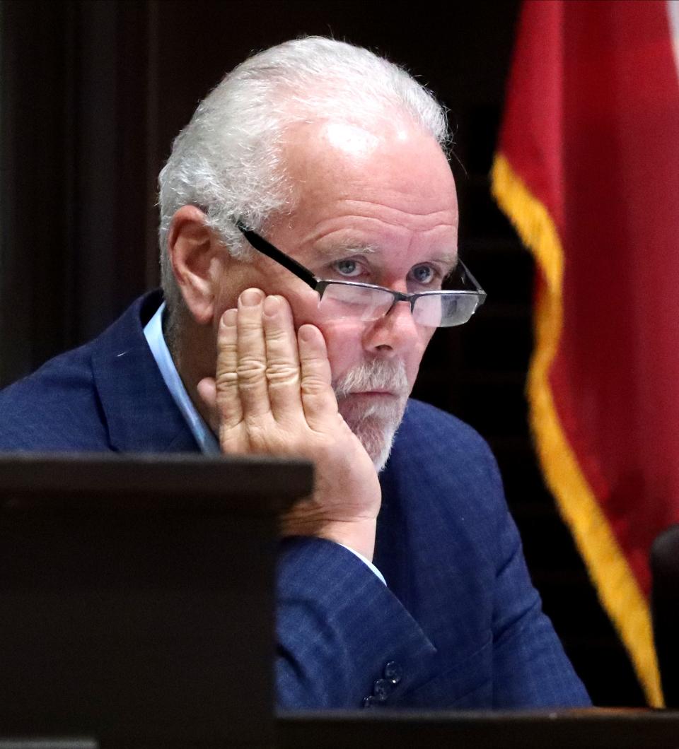 Rutherford County Mayor Joe Carr attends a Rutherford County Budget/Finance Committee meeting where the public was allowed to voice their opinions on the16.2% tax hike proposal at the Rutherford County Historical Courthouse on Tuesday, June 13, 2023.