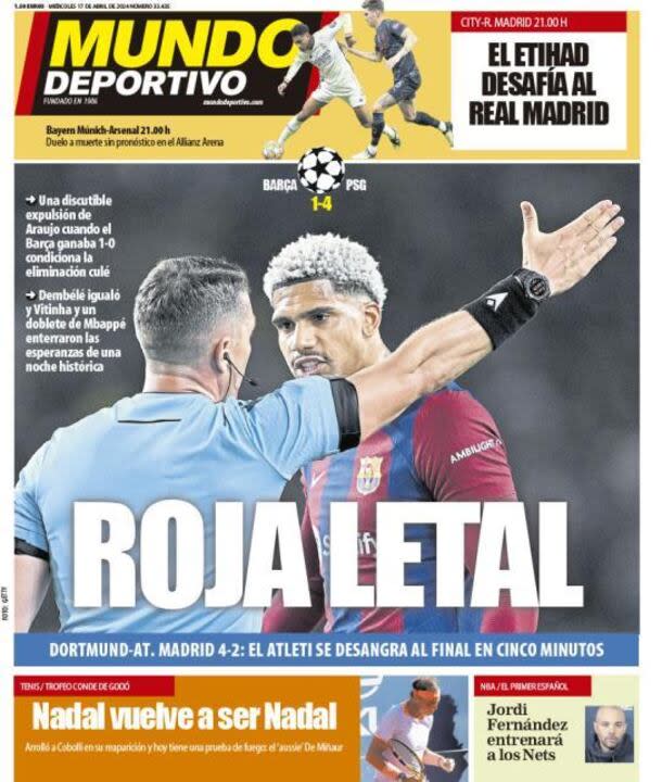 Portada de Mundo Deportivo tras la eliminación de Barcelona