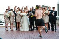 <div class="caption-credit">Photo by: Sarah Bastille Photography</div><div class="caption-title">Off And Running</div><p> Talk about runner's high: This stranger got a standing ovation! </p> <p> <i>Have a photobomb of your own that you'd like to share? Upload your pic to</i> <i><span>BG's Facebook page</span> or</i><i><span>submit it to us via Instagram</span> (be sure to include the hashtag #bgphotobombs) and we may add it to our list!</i> </p>