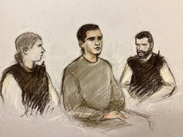 Court artist sketch by Elizabeth Cook of Daniel Khalife