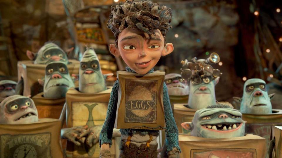 a dirtied up boy wears a box in a scene from boxtrolls a good housekeeping pick for best scary movies for kids