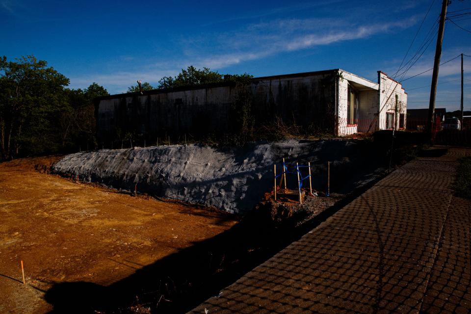 The location on Woodland Street where an apartment complex has been proposed in Columbia, Tenn. on Apr. 25, 2023. 