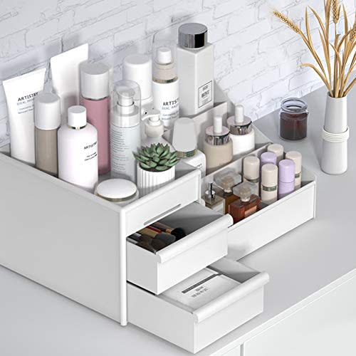 Large Capacity Cosmetic Storage Box Makeup Drawer Organizer Jewelry Nail Polish Makeup Container Desktop Sundries Storage Box (White) (Amazon / Amazon)