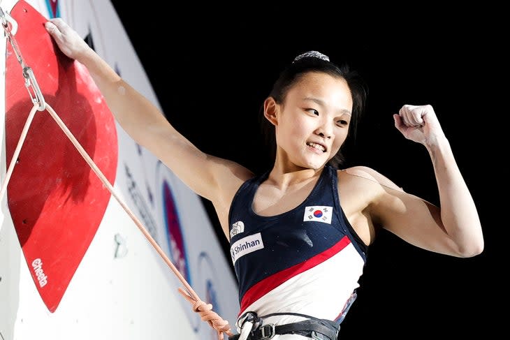 <span class="article__caption">Seo, after winning the Lead World Championships.</span> (Photo: Dimitris Tosidis/IFSC)