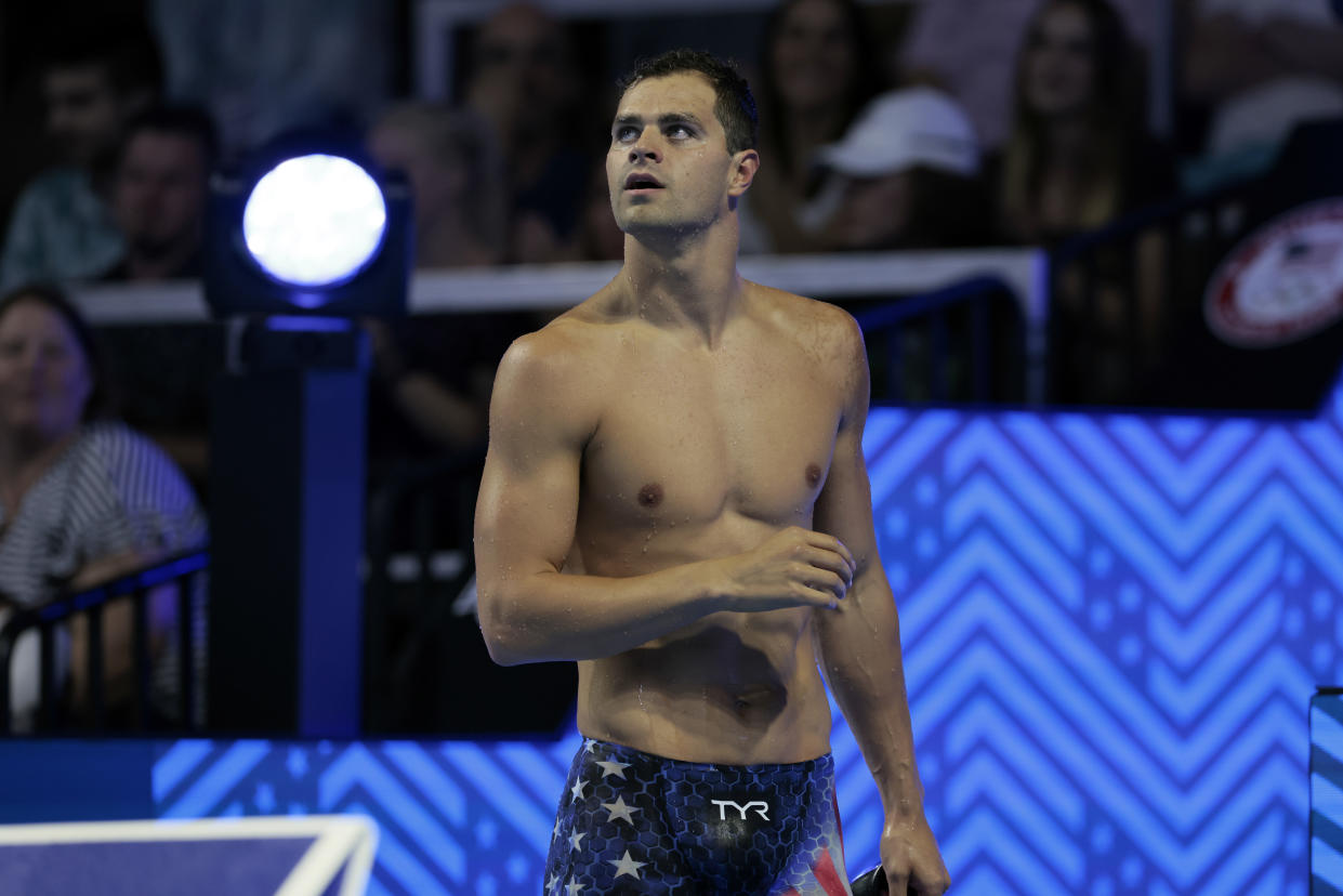 Michael Andrew en las pruebas de natación en Omaha, Nebraska, el 13 de junio de 2021. (Hiroko Masuike/The New York Times)