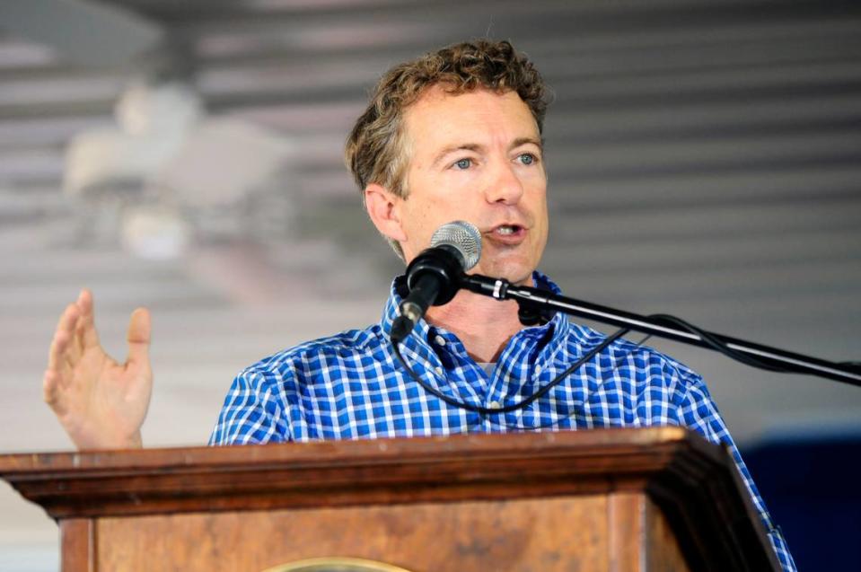 Rand Paul, the Republican nominee for the U.S. Senate, spoke at the 130th Fancy Farm Picnic Aug. 7.