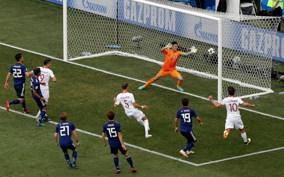 Jan Bednarek’s goal opens the scoring for Poland against Japan