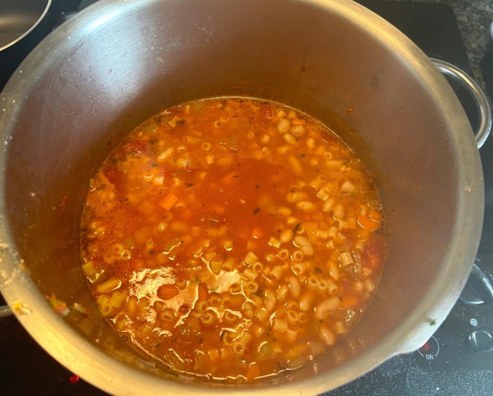 Simmering Ina Garten's winter minestrone soup