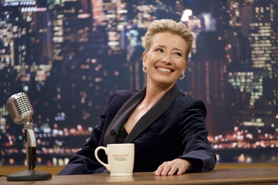 This image released by Amazon Studios shows Emma Thompson in a scene from "Late Night." (Emily Aragones/Amazon Studios via AP)