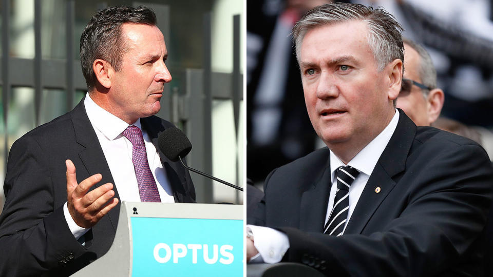 Seen here, WA's Premier Mark McGowan and Collingwood president Eddie Mcguire.