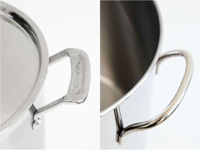 <p>Serious Eats / Vicky Wasik</p> Stockpot handles come in two basic shapes, flat and wide or round and skinny. We found versions we liked, and didn’t like, of both.