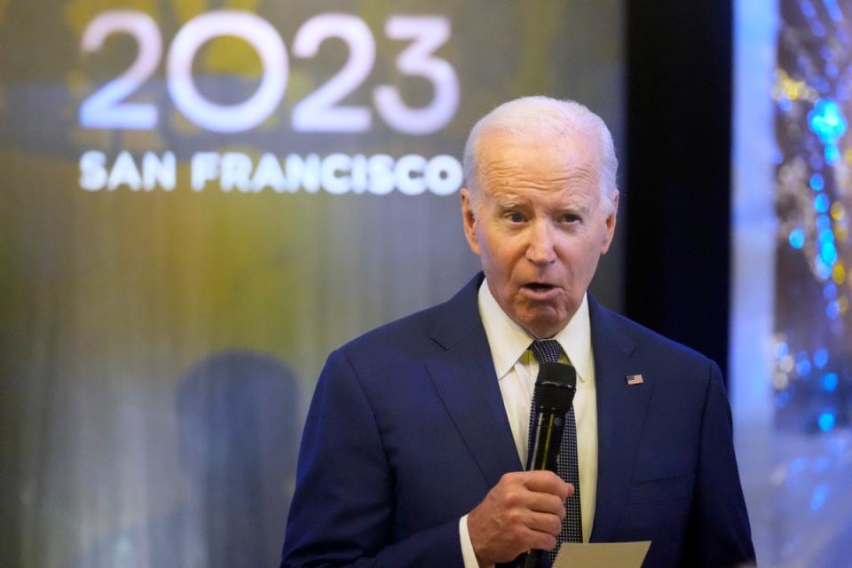President Joe Biden speaking at the APEC Summit event (AP)