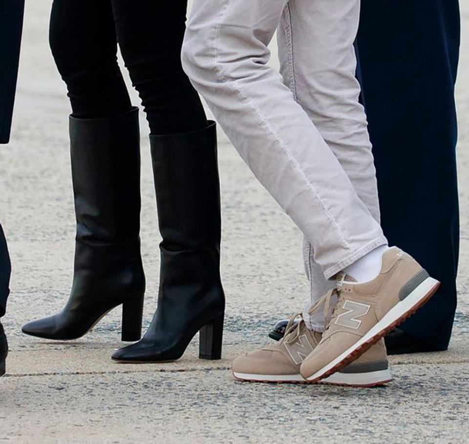 Donald Trump, gianvito rossi boots, new balance sneakers, Melania Trump, Barron Trump. President Donald Trump, first lady Melania Trump and their son Barron Trump, arrive on Air Force One, in Andrews Air Force Base, Md., en route to Washington as they return from Palm Beach, FlaTrump, Andrews Air Force Base, USA - 10 Mar 2019