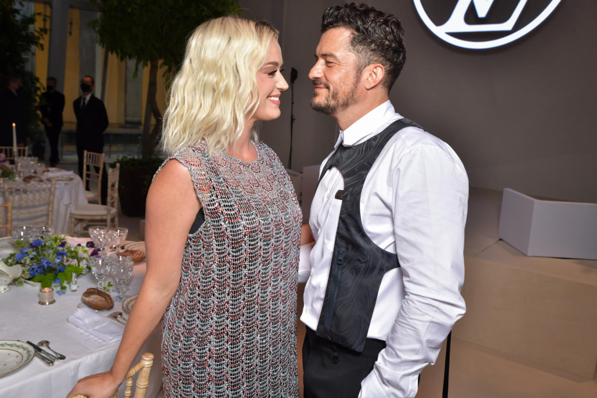Katy Perry and Orlando Bloom attend the Louis Vuitton Fragrance Dinner at  the Louis Vuitton Foundation