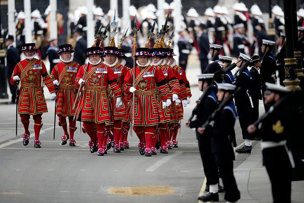 Yeoman of the Guard at Westminster Abbey ahead of the State Funeral of Queen Elizabeth II on September 19, 2022, in London.