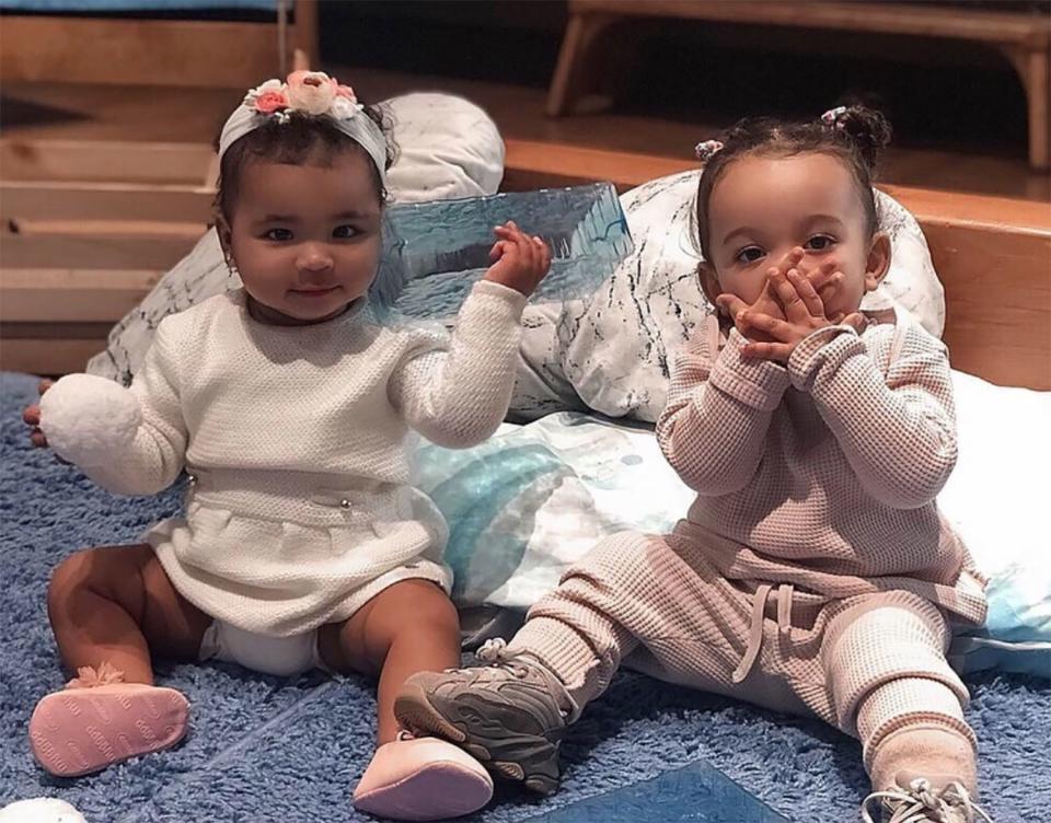Auntie Kim Kardashian shared this March 2019 snap, <a href="https://people.com/parents/kim-kardashian-chicago-true-cant-wait-hear-talk-about/" rel="nofollow noopener" target="_blank" data-ylk="slk:with the cute caption;elm:context_link;itc:0;sec:content-canvas" class="link ">with the cute caption</a>, “I can’t wait to hear what they talk about lol."
