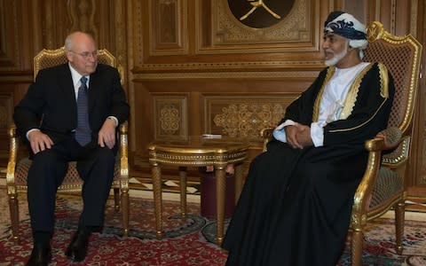 The sultan with Dick Cheney, the former US vice-president, in 2008 - Credit: PAUL J. RICHARDS/AFP via Getty Images