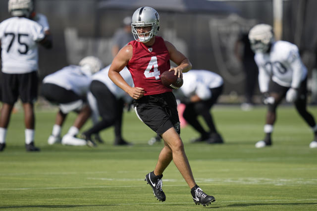 Las Vegas Raiders' Hunter Renfrow catches a pass during a practice at NFL  football training camp Friday, Aug. 4, 2023, in Henderson, Nev. (AP  Photo/John Locher Stock Photo - Alamy