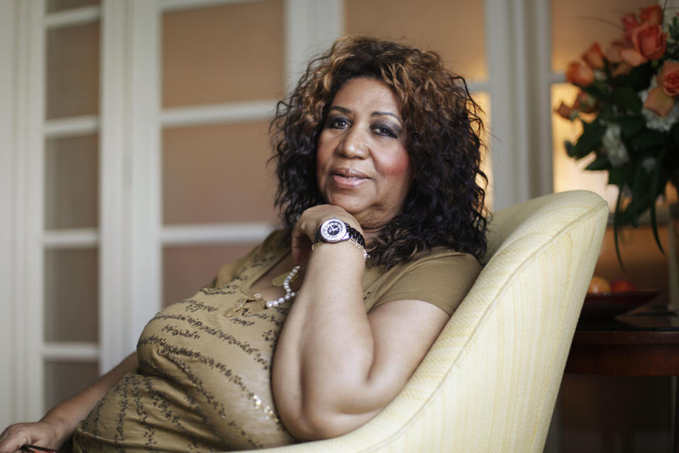 FILE - In this July 26, 2010 file photo, soul singer Aretha Franklin poses for a portrait in Philadelphia. Franklin died Thursday, Aug. 16, 2018 at her home in Detroit. She was 76. (AP Photo/Matt Rourke, File)