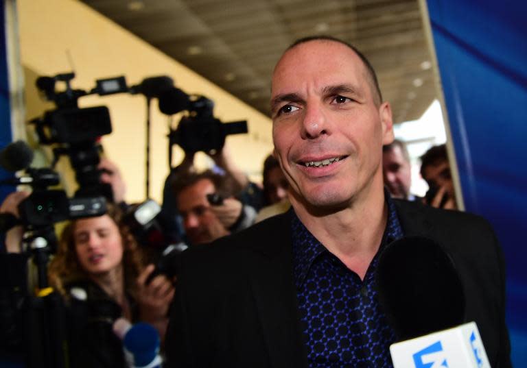 Greek Finance Minister Yanis Varoufakis arrives at the European Commission on May 5, 2015 in Brussels