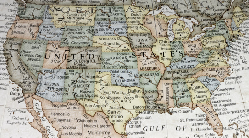 an old united states map