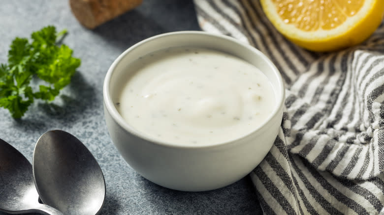 ranch dressing in a bowl