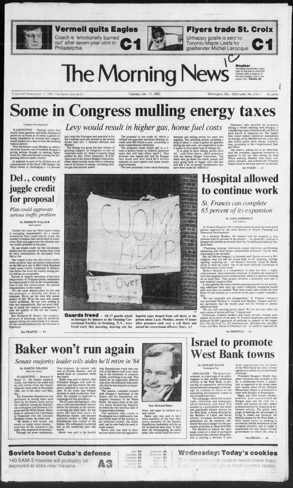 Front page of The Morning News from Jan. 11, 1983.