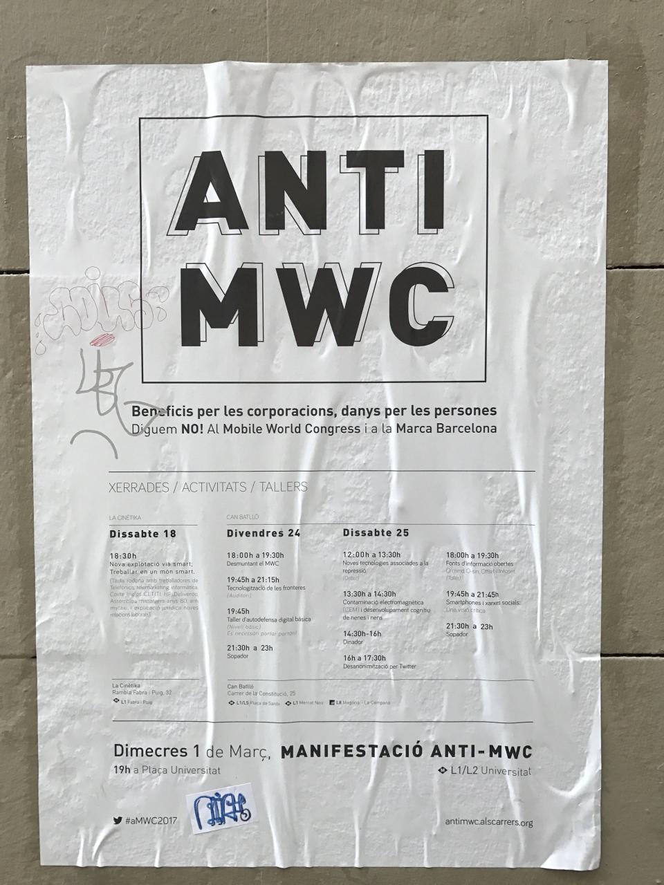 anti mwc mobile world congress protest poster 2017