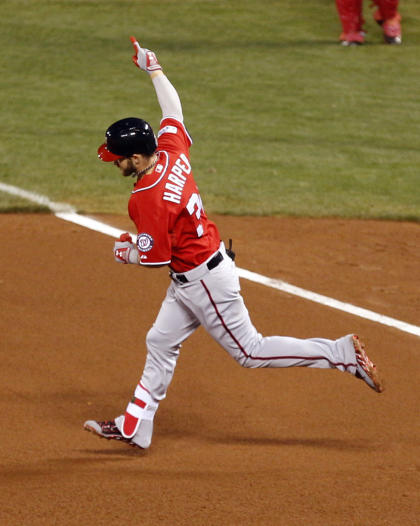 Bryce Harper hit three home runs in the four-game series against the Giants. (USA Today)