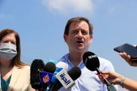 U.S. Under Secretary of State for Political Affairs David Hale speaks to the media after visiting the site of a massive explosion at Beirut's port