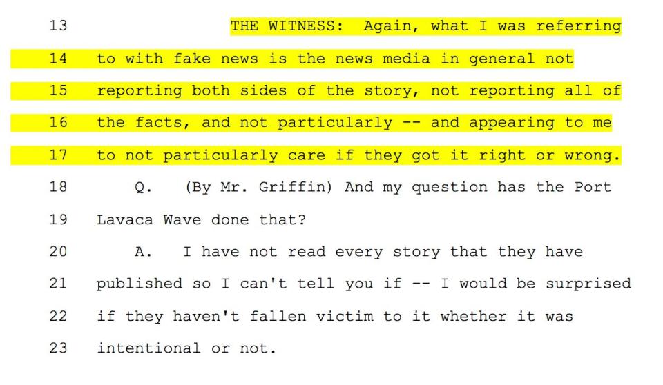 (Photo: Deposition of Blake Farenthold)