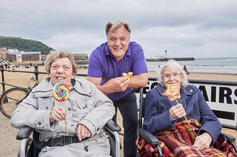 Programme Name: Inside the Care Crisis with Ed Balls - TX: n/a - Episode: Inside the Care Crisis with Ed Balls - ep 2 (No. 2) - Picture Shows: with (l-r) Betty and Phyllis. Ed Balls - (C) Expectation Entertainment  - Photographer: Stuart Wood