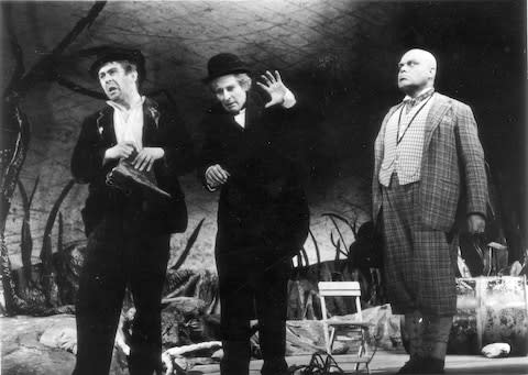 Waiting for Godot (1955): Peter Woodthorpe, Paul Daneman and Peter Bull - Credit: Mander and Mitchenson Theatre Collection
