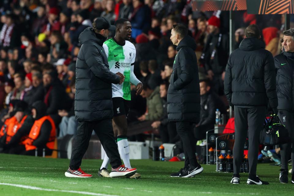 Konate came off against Sparta Prague (Getty Images)