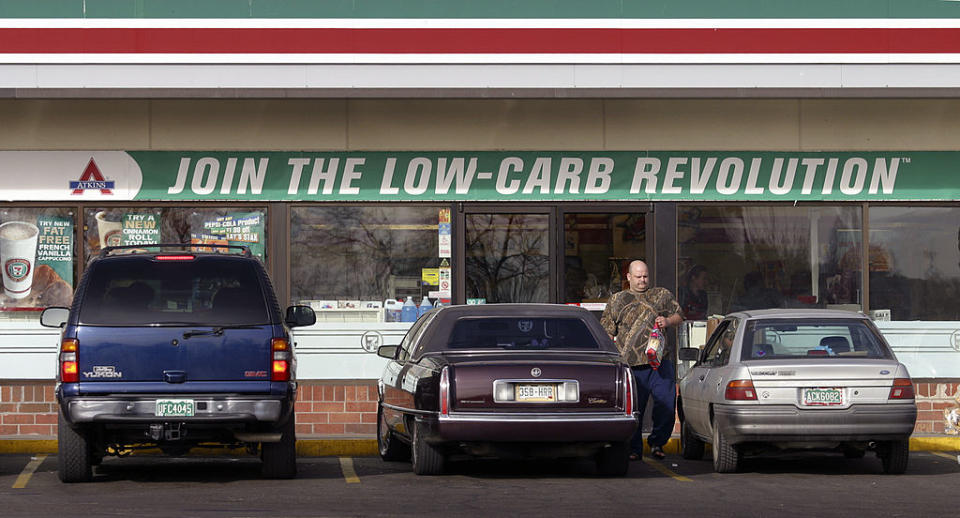 banner on a store reads join the low carb revolution