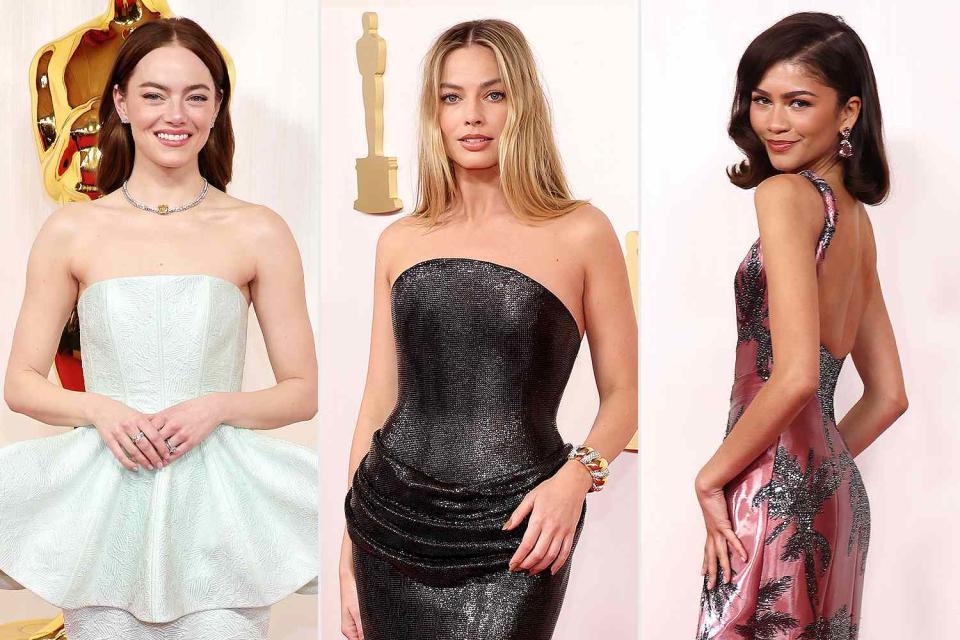 <p>Getty (3)</p> Emma Stone, Margot Robbie and Zendaya attend the 96th Annual Academy Awards.