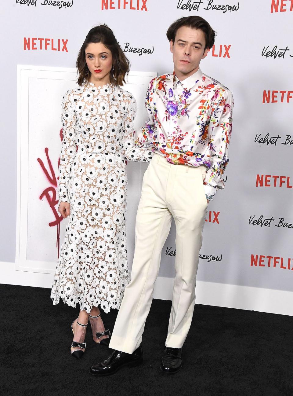 Natalia Dyer and Charlie Heaton at a "Velvet Buzzsaw" screening on January 28, 2019.