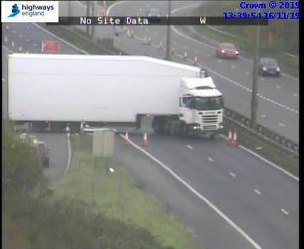 A lorry did a u-turn on the M5 (Picture: Highways England)