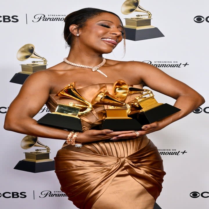 Victoria Monét with her Grammys