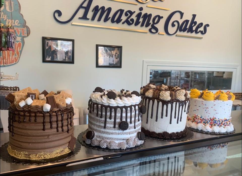 Some specialty cakes on display at Amazing Cakes in Lakeville. Pick your favorite frosting, flavor and filling, and concoct your own chocolate confection.