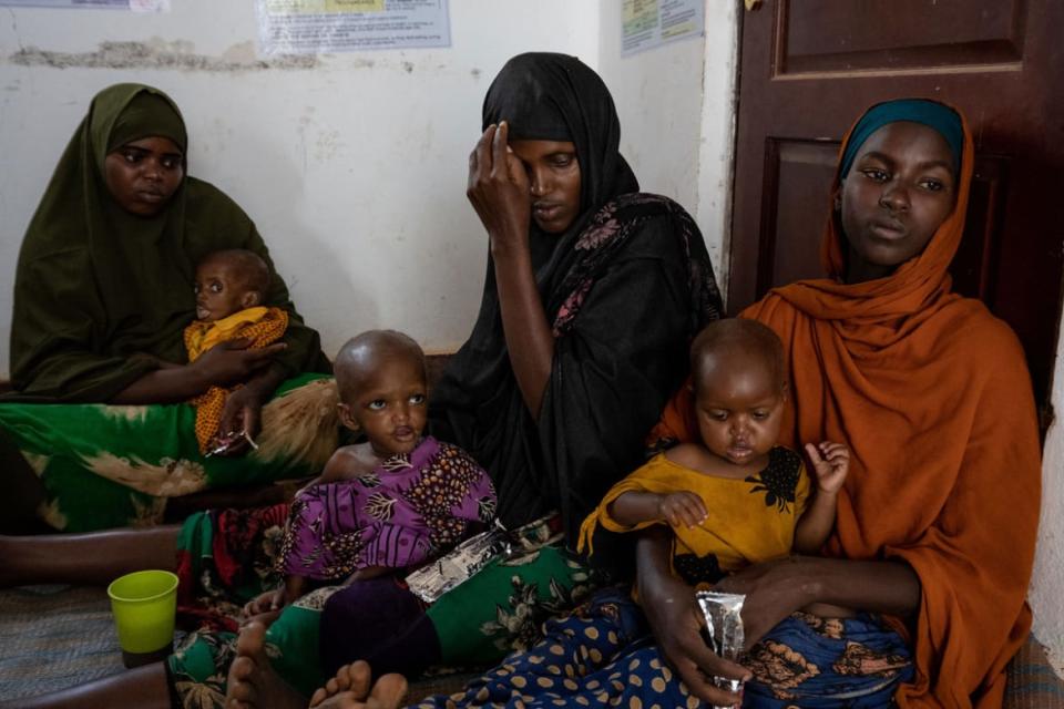 <div class="inline-image__caption"><p>Somali mothers feed their malnourished babies a feeding paste at the Danwadaag Mother and Child Health Center, as Somalis struggle to cope with famine conditions due to four failed rainy seasons in a row, and conflict with Islamist Al Qaeda-linked Al-Shabaab rebels, on November 9, 2022 in Baidoa, Somalia.</p></div> <div class="inline-image__credit">Scott Peterson/Getty Images</div>