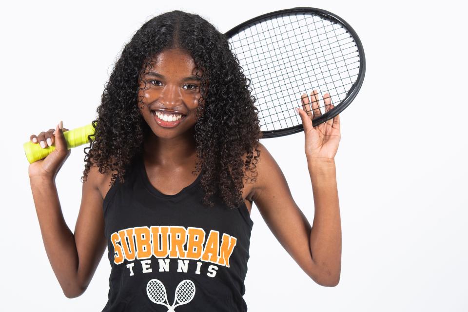 York Suburban tennis player Marcella Rolle poses for a photo during YAIAA fall sports media day on Thursday, August 3, 2023, in York.