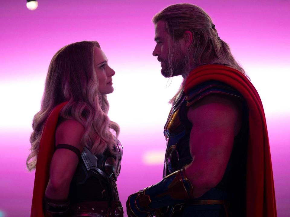 Natalie Portman and Chris Hemsworth in ‘Thor: Love and Thunder’ (Marvel Studios)