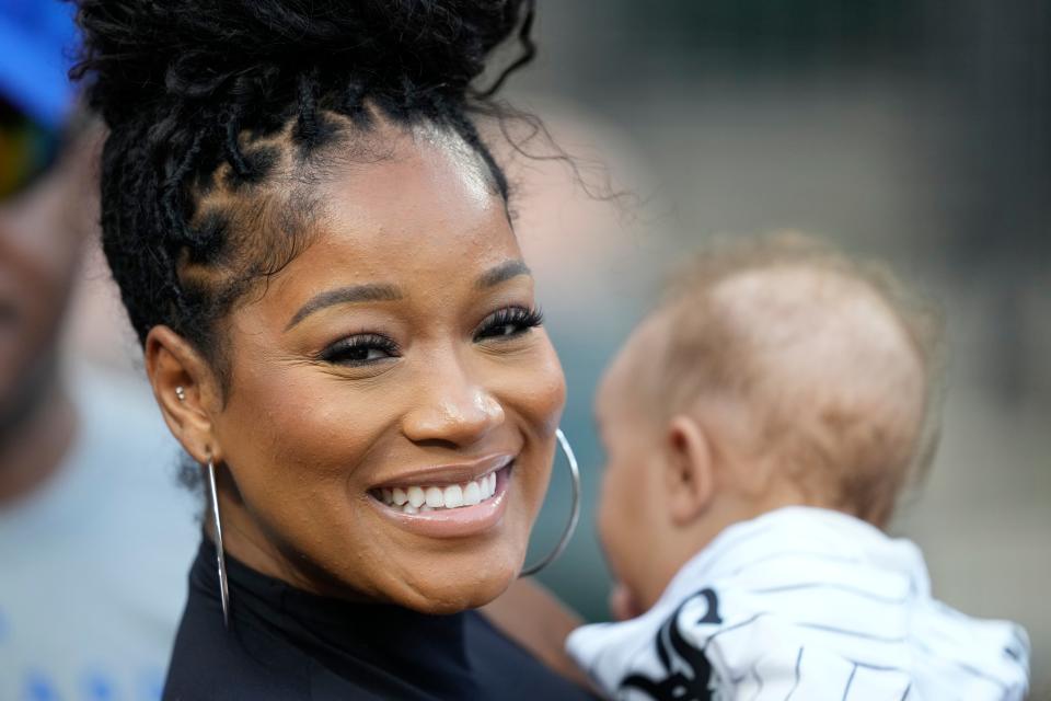 "It is because of our son, Leo, that I was finally able to end my relationship with Darius once and for all and escape the abuse," Keke Palmer (pictured here with son Leo in July 2023) wrote in a declaration.