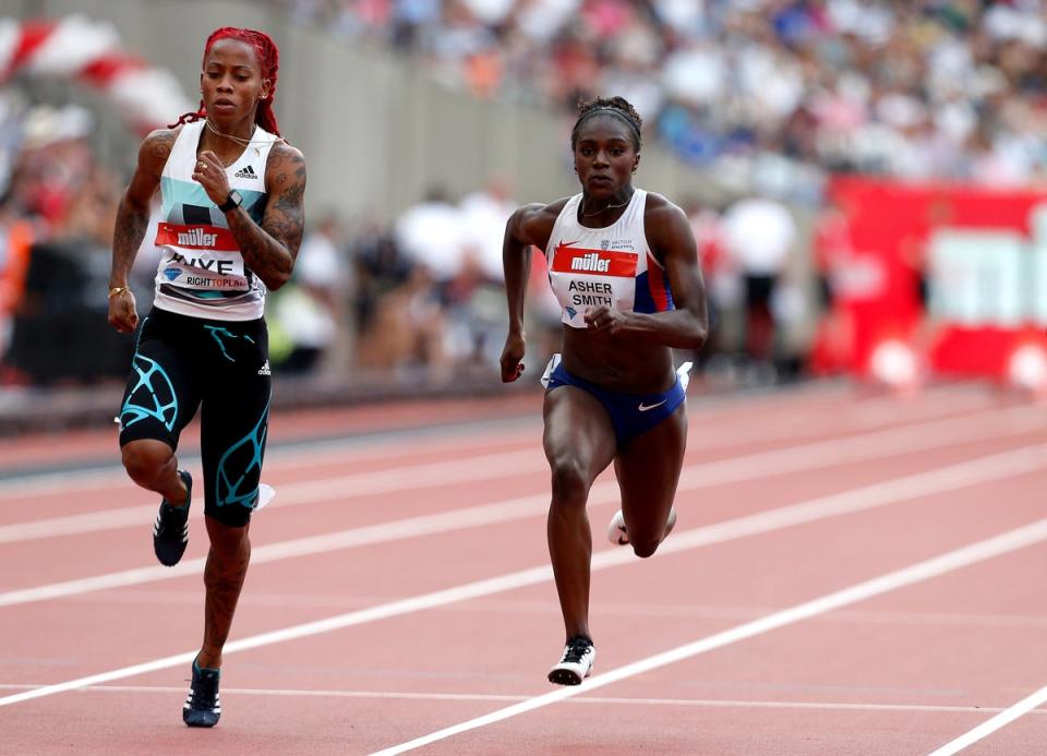 Great Britain’s Dina Asher-Smith, right, made history at the Anniversary Games (Paul Harding/PA) (PA Archive)