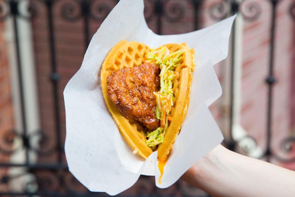 sweet and spicy chicken and waffle